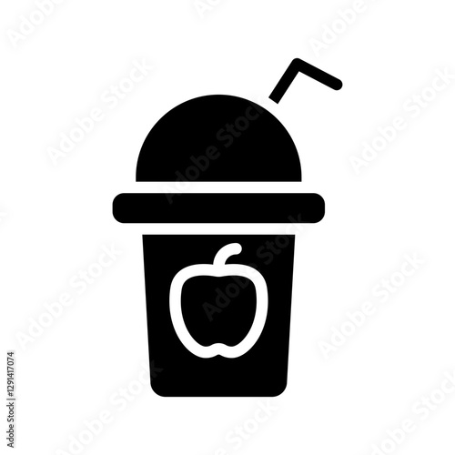Apple smoothie icon in glyph style