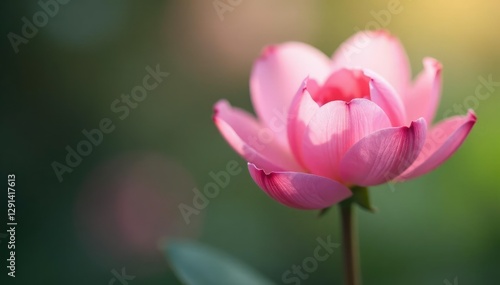 Soft pink petals unfolding on a delicate stem, floral, flowers