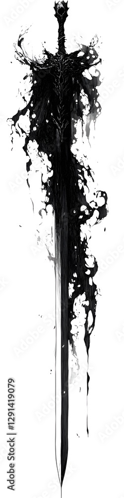 Obraz premium black and white ink drawing of a grim reaper sword
