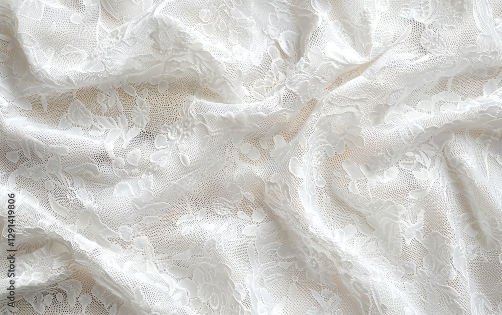 Obraz premium White fabric texture with delicate lace Easter patterns Easter