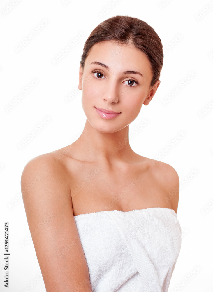 Beautiful face of young adult woman with clean fresh skin. Beautiful face of young adult woman with clean fresh skin.