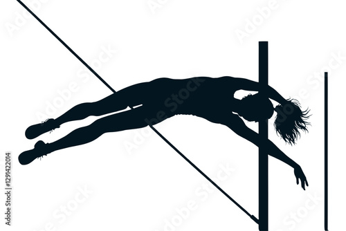 Silhouette of a female pole vault athlete