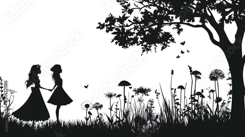 A alice in wonderland vector stencil design, black on white laser engraving photo