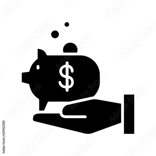 Saving money icon in glyph style