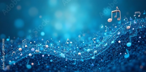  Abstract blue musical notes, textured background, calming hues, blue, background, notes