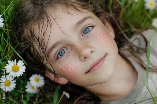Wallpaper Mural Girl laying in the grass Torontodigital.ca