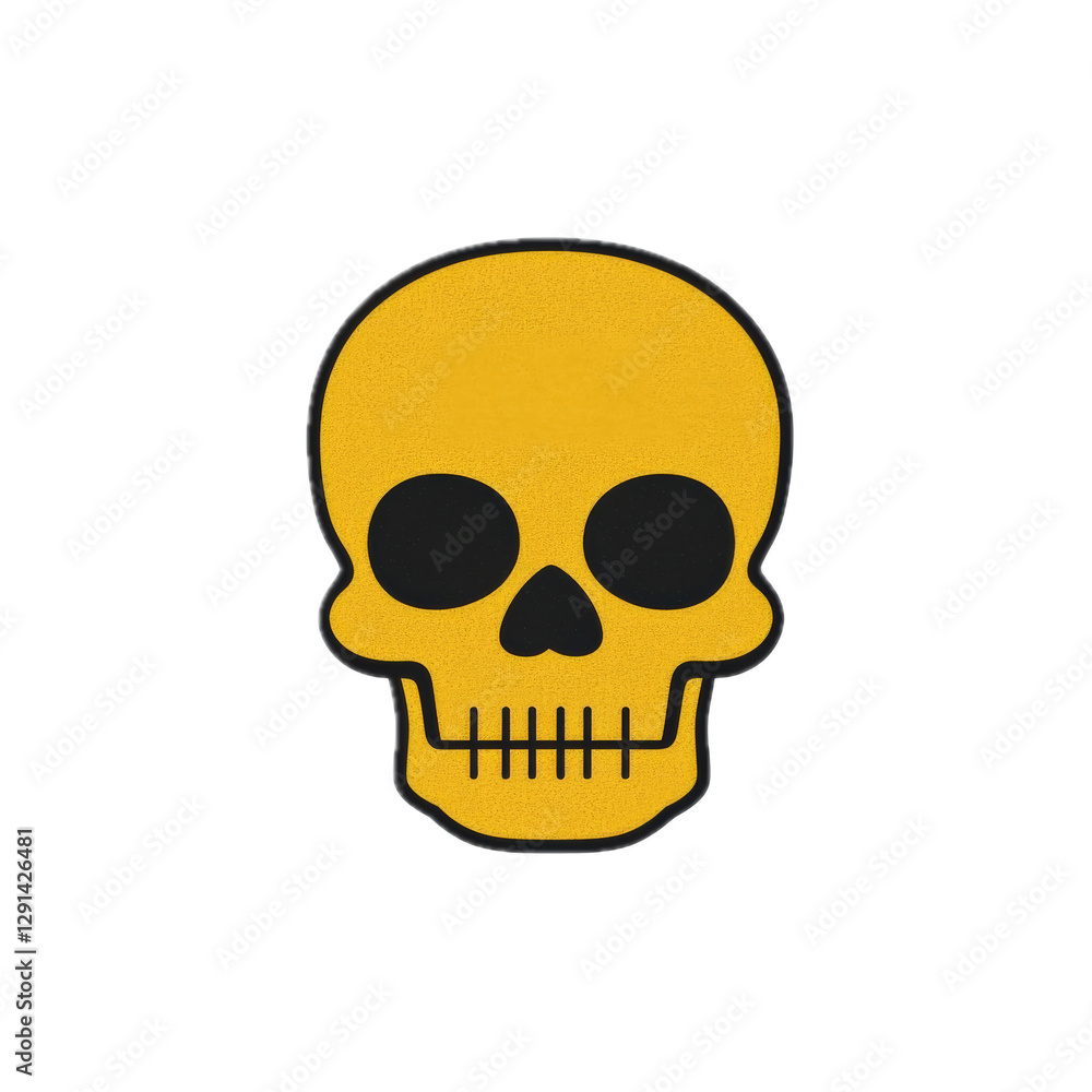 Yellow Skull Icon with Black Details on Transparent Background Yellow Skull Icon with Black Details on Transparent Background