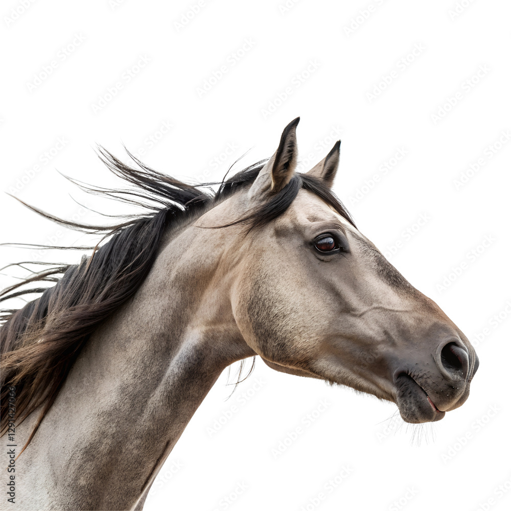 Fototapeta premium Portrait of a horse head Isolated Trasnparent Background, Png Isolated, Trasnparent Background