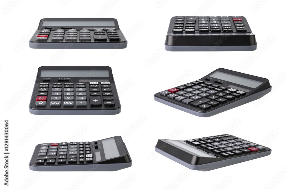 Sets of Black digital calculator isolated on white background with clipping path. Sets of Black digital calculator isolated on white background with clipping path.