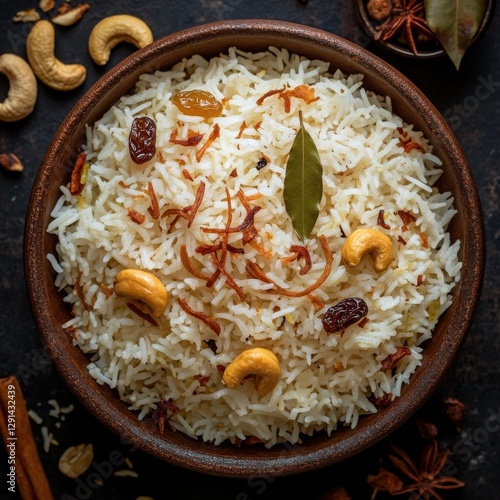 Traditional ghee rice in mud plate with aromatic spices