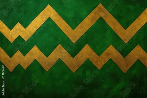 Bold zigzag patterns in gold contrast against textured green bac