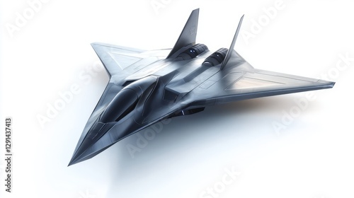 Silver Futuristic Fighter Jet 3D Render