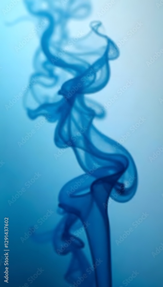  Blurred blue incense smoke stains, abstract texture, gradient, design element