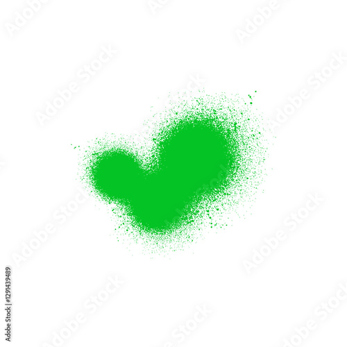 Vector graffiti spots, green with splashes. Spray. Dirty stain.
