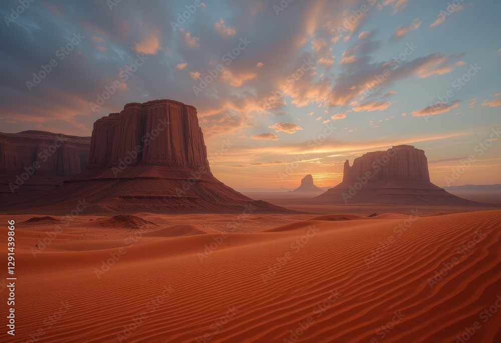 Monument Valley With Buttes and Mesas at Twilight Monument Valley With Buttes and Mesas at Twilight