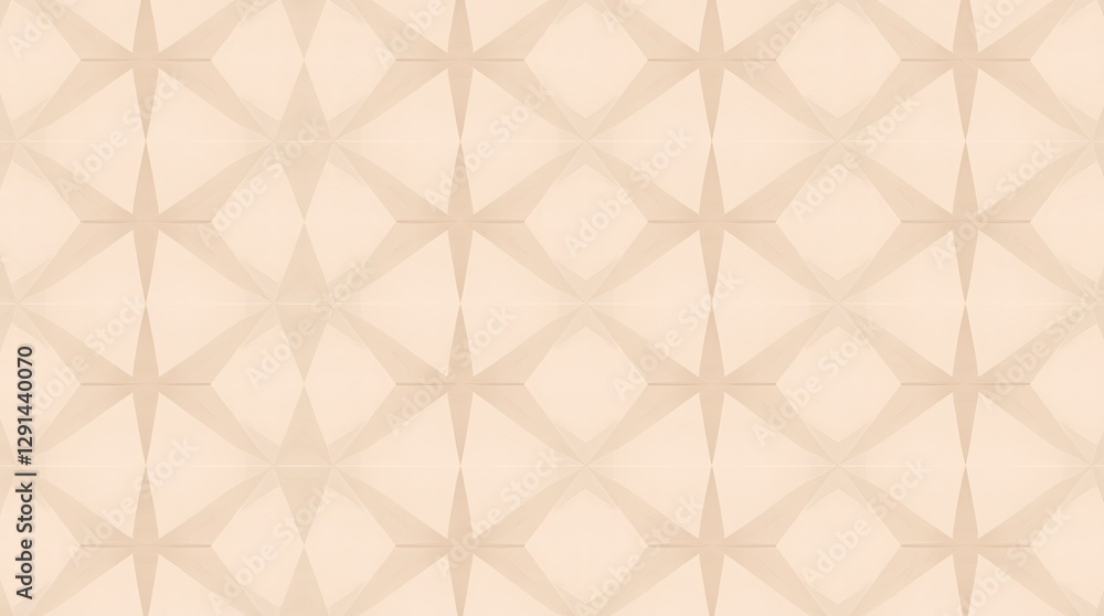 A delicate beige geometric pattern features stars and diamonds in a seamless, tileable design. A delicate beige geometric pattern features stars and diamonds in a seamless, tileable design.