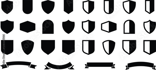 Shield icons set. Protect shield vector Vintage label set, shield vector silhouettes, badges design set