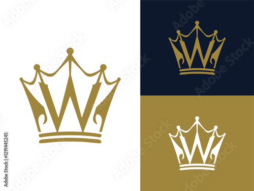 Creative Minimalist Iconic Letter W Crown Logo Design Vector Illustration