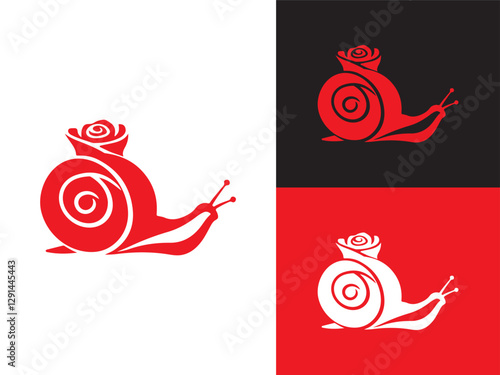 Creative Minimalist Iconic Rose Snail Logo Design Vector Illustration