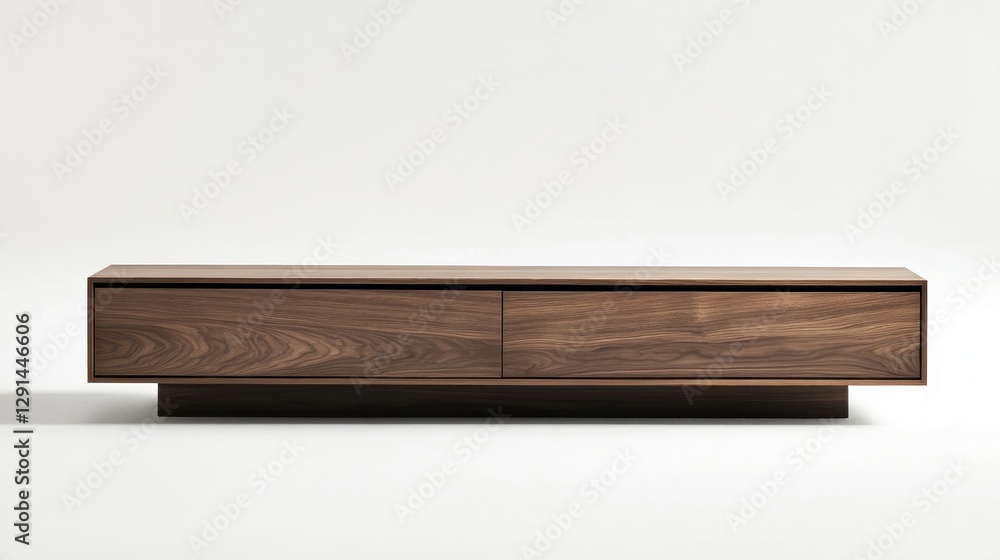 Minimalist Rectangular TV Console on White Background Minimalist Rectangular TV Console on White Background