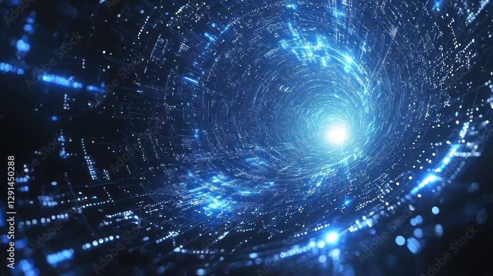 Digital tunnel, light speed, futuristic vortex, glowing data network Digital tunnel, light speed, futuristic vortex, glowing data network
