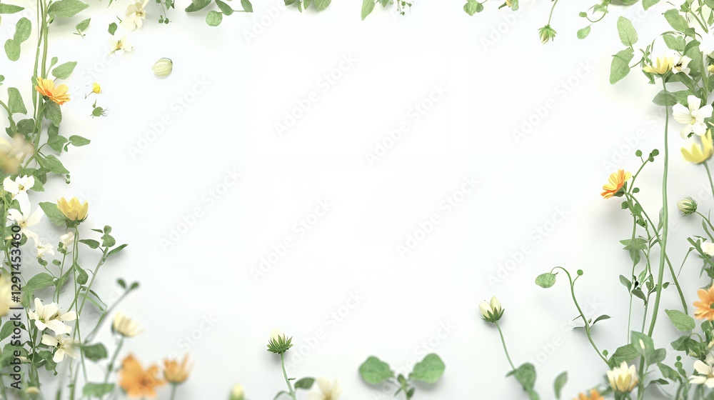 White Floral Frame with Yellow and Orange Flowers White Floral Frame with Yellow and Orange Flowers