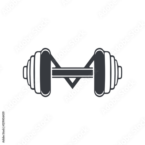 Modern Minimalist Letter M Dumbbell Logo Design Vector Illustration