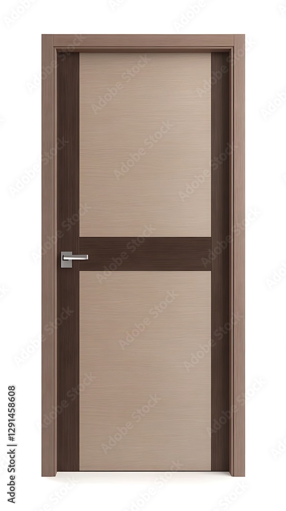 Elegant wooden door design on white background front view showcasing minimalist aesthetic and modern architecture Elegant wooden door design on white background front view showcasing minimalist aesthetic and modern architecture