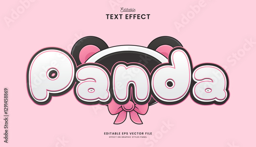 decorative cute panda editable text effect design