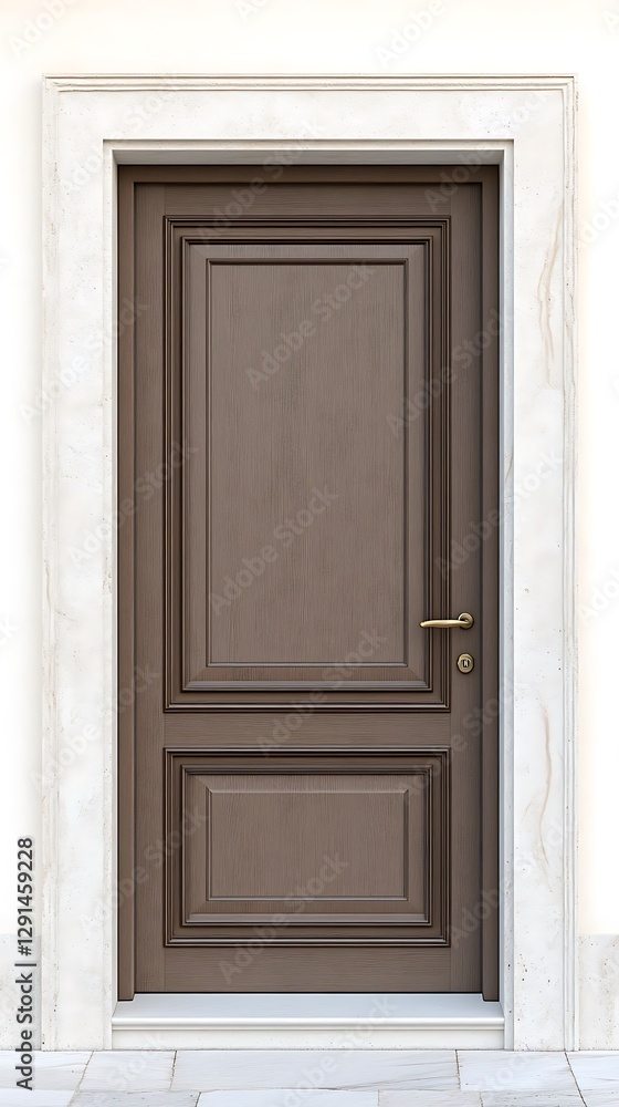 Elegant wooden door design with white background front view of architectural feature Elegant wooden door design with white background front view of architectural feature