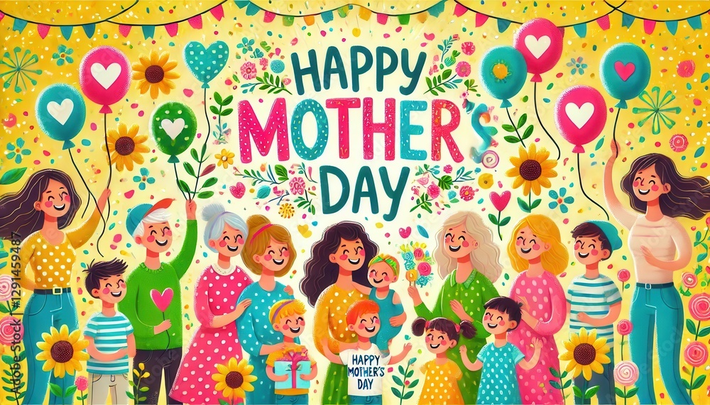 Obraz premium Bright and Cheerful Mother’s Day Celebration with Families