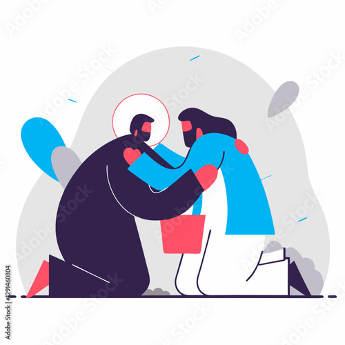 Jesus Christ embracing the needy
