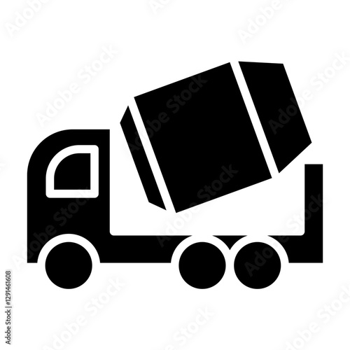 Cement truck icon in glyph style
