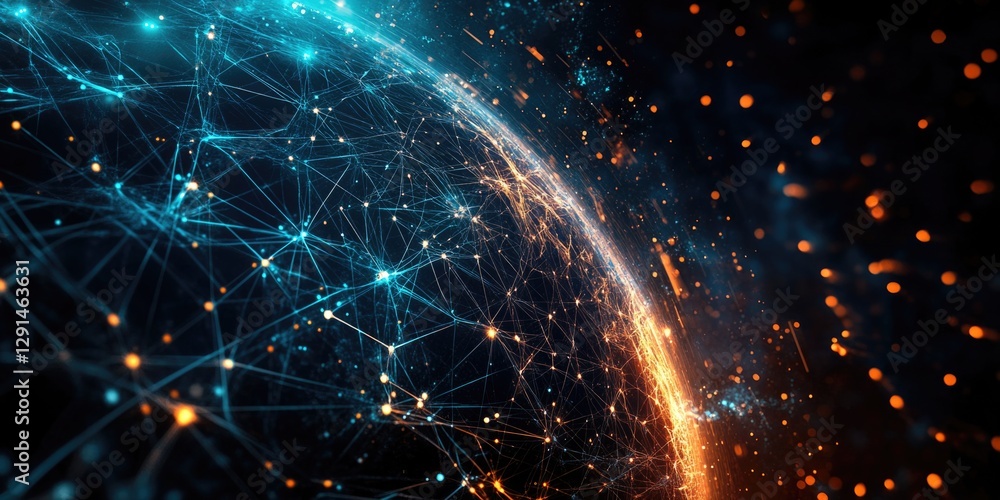 Obraz premium Digital Networks Interconnecting Global Cyberspace