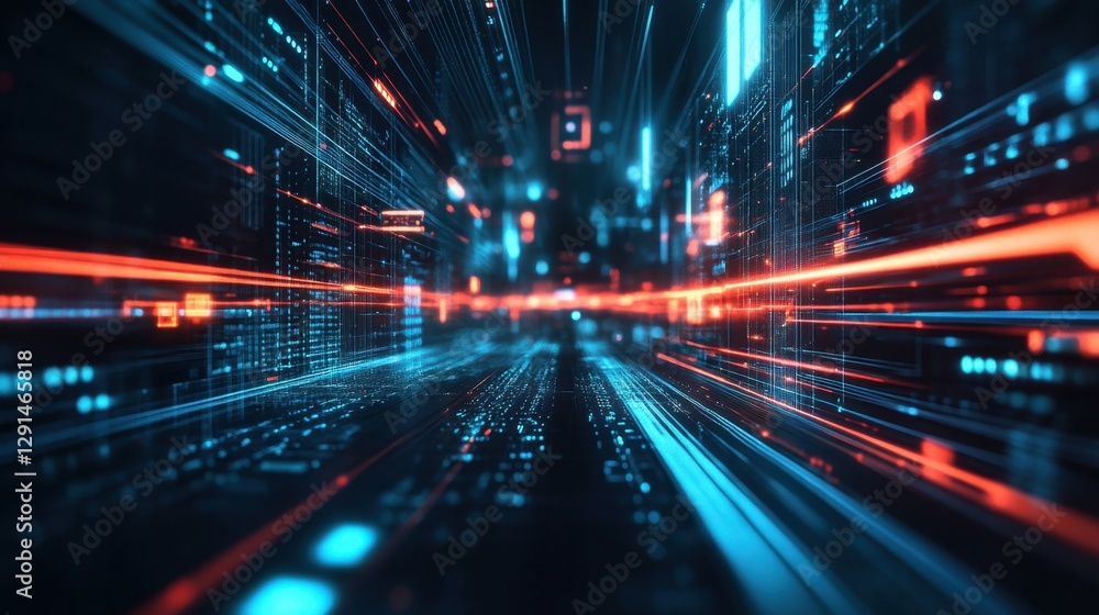 5G smart network, futuristic digital connection, high-speed data exchange,