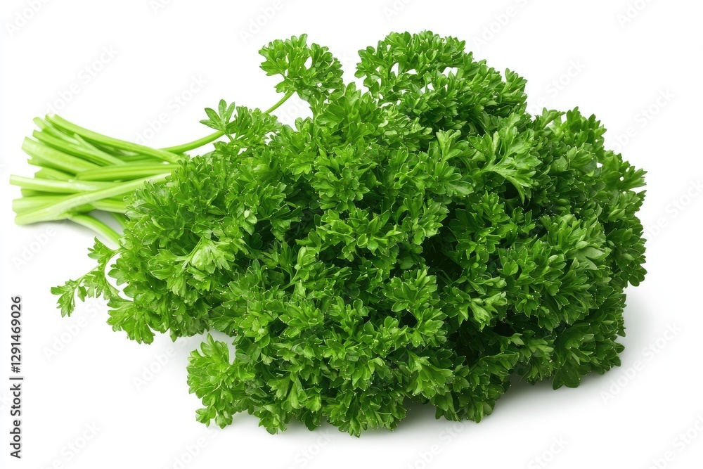 A parsley bunch with curly green leaves, isolated A parsley bunch with curly green leaves, isolated