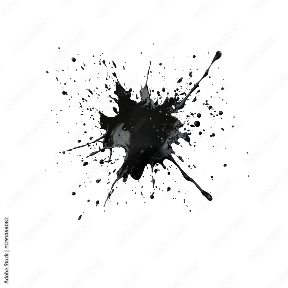 Abstract black ink splatters on a transparent background. perfect for art projects, textures, and design elements Abstract black ink splatters on a transparent background. perfect for art projects, textures, and design elements