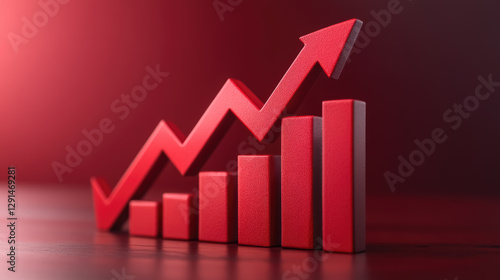Red upward 3d arrow graph showing rising trend on red background Free Download Red upward 3d arrow graph showing rising trend on red background - GFXLoad