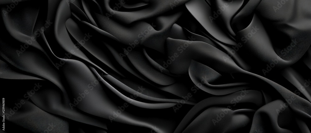 Fototapeta premium Black silk fabric background with soft texture for textile and fashion design use