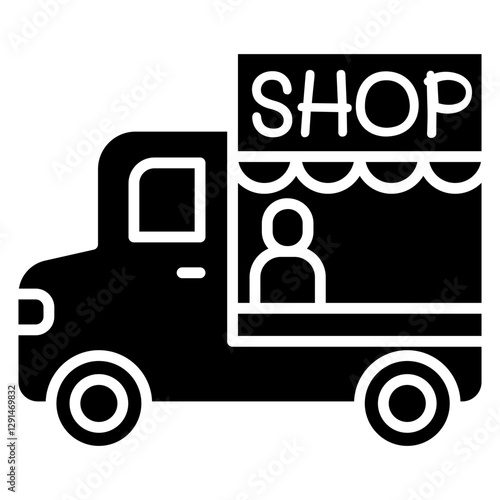 Food truck icon in glyph style