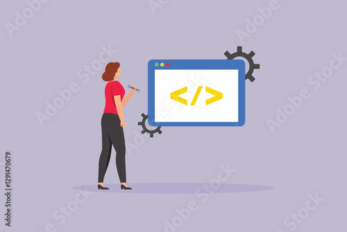 Maintenance tech concept. Colored flat vector illustration isolated