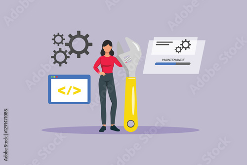 Maintenance tech concept. Colored flat vector illustration isolated