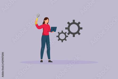 Maintenance tech concept. Colored flat vector illustration isolated