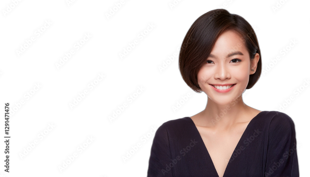 Portrait of a beautiful female model smiling with a short hairstyle Portrait of a beautiful female model smiling with a short hairstyle