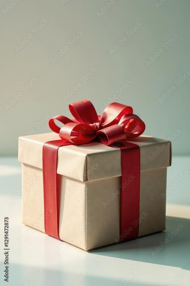 Fototapeta premium Gift box wrapped in paper with a big bow on it, gift box, present, wrapped gift