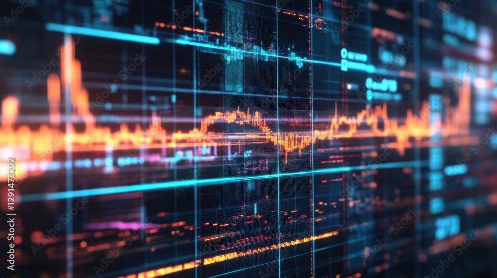 Obraz premium AI-enhanced financial analysis dashboard displaying real-time stock market predictions
