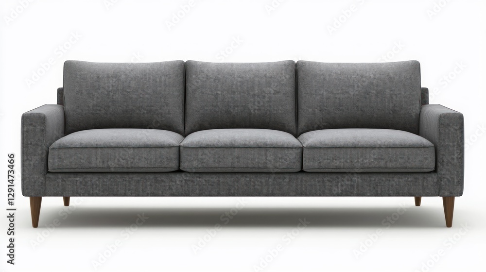 Slim Arm Contemporary Sofa on White Background Slim Arm Contemporary Sofa on White Background