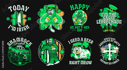 Funny St Patrick's Day graphic t-shirt bundle for print, St Patrick's vector collection