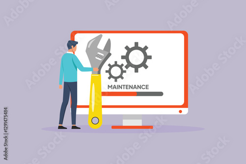 Maintenance tech concept. Colored flat vector illustration isolated