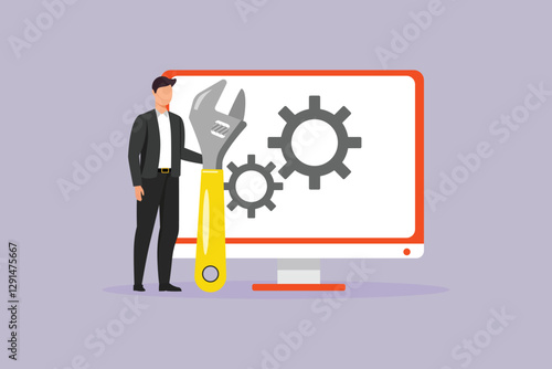 Maintenance tech concept. Colored flat vector illustration isolated